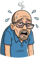 Drawing of Scott looking exhausted