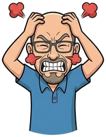 Drawing of Scott pulling at his head, frustrated