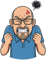 Drawing of Scott gritting his teeth