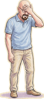Drawing of Scott with a hand over his face