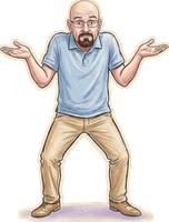Drawing of Scott shrugging
