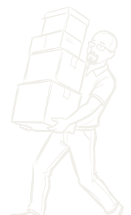Scott walking out with a stack of boxes