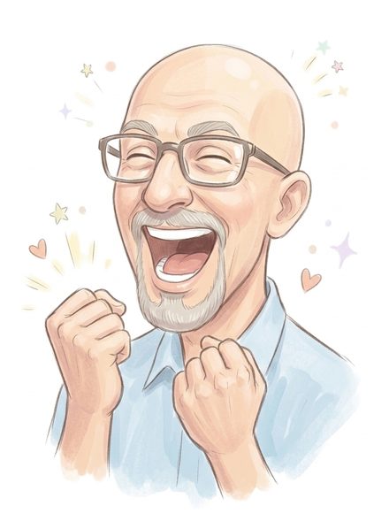 Scott cheering, fists up