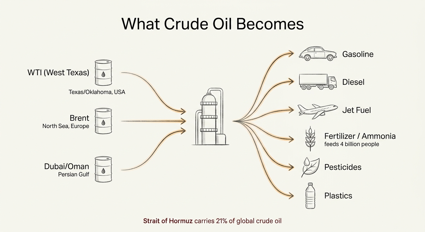 What Crude Oil Becomes — gasoline, diesel, jet fuel, fertilizer, pesticides, plastics